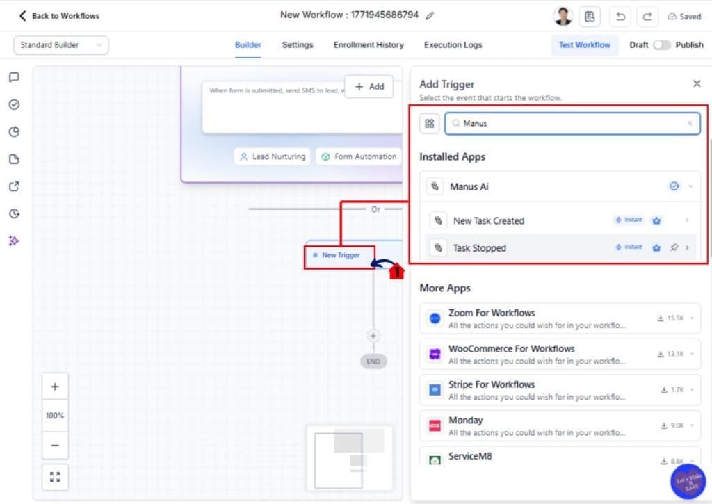 ghl-manus-trigger-and-action GoHighLevel AI Workflow Automation – Connect Manus in Integrations