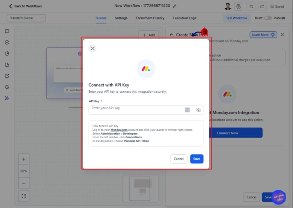GoHighLevel monday workflow automation – Configure Monday trigger settings