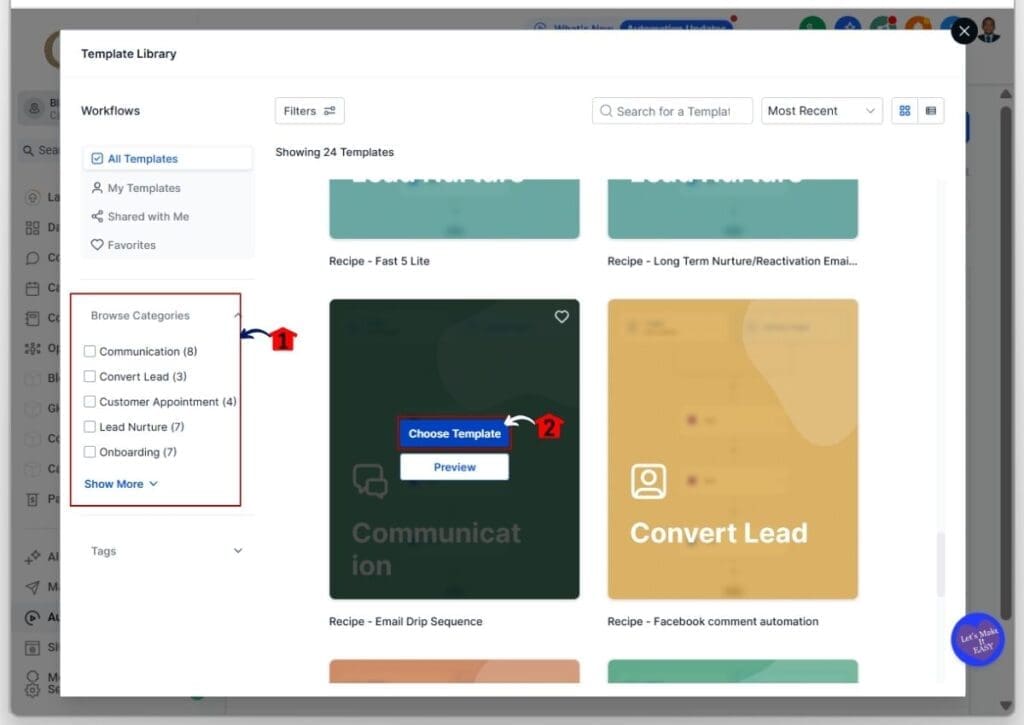 GHL Workflow Templates - Choose Your Template from the Library