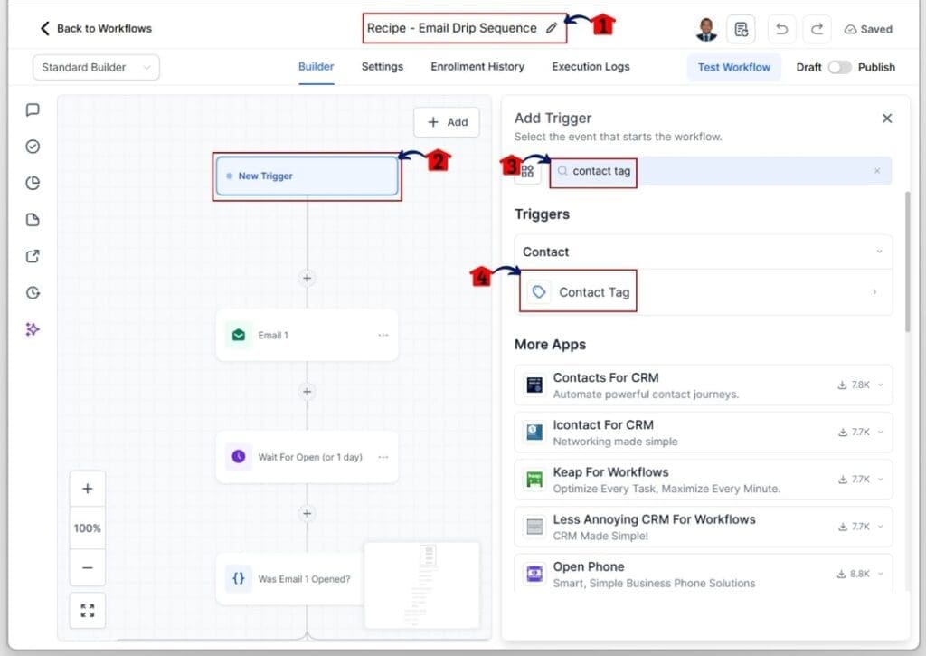 GoHighLevel Workflow Templates - Rename and Set the Trigger