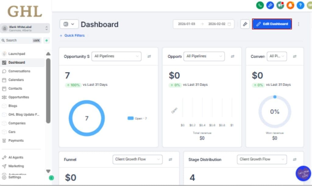 Social Media Analytics
 - Go to the Dashboard You Want to Edit