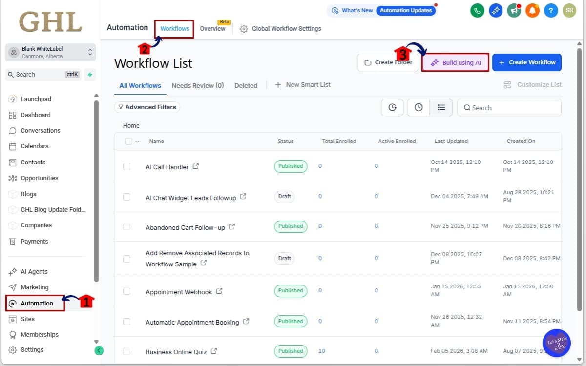 How to Use the AI Workflow Builder in GHL