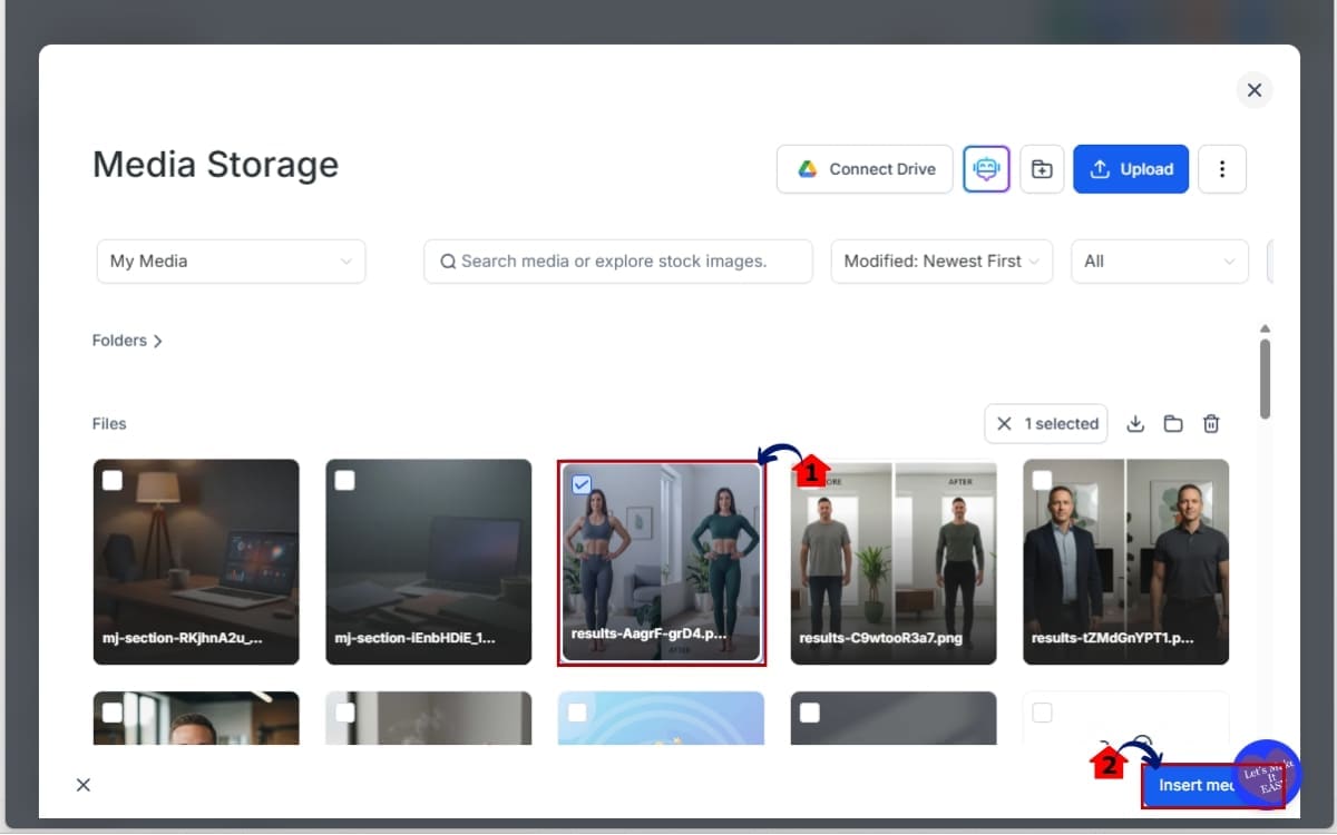 GoHighLevel Course media import
- Select the file and insert in the lesson