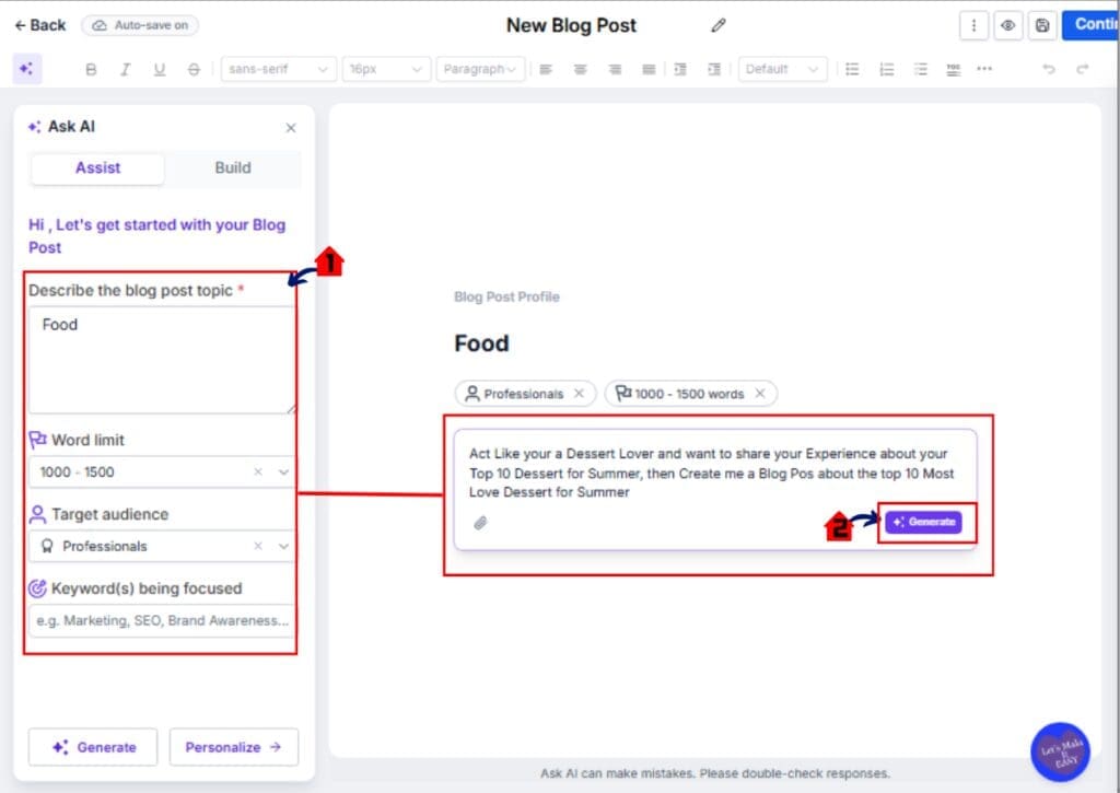 GoHighLevel AI Blog Generator generating blog outline and content