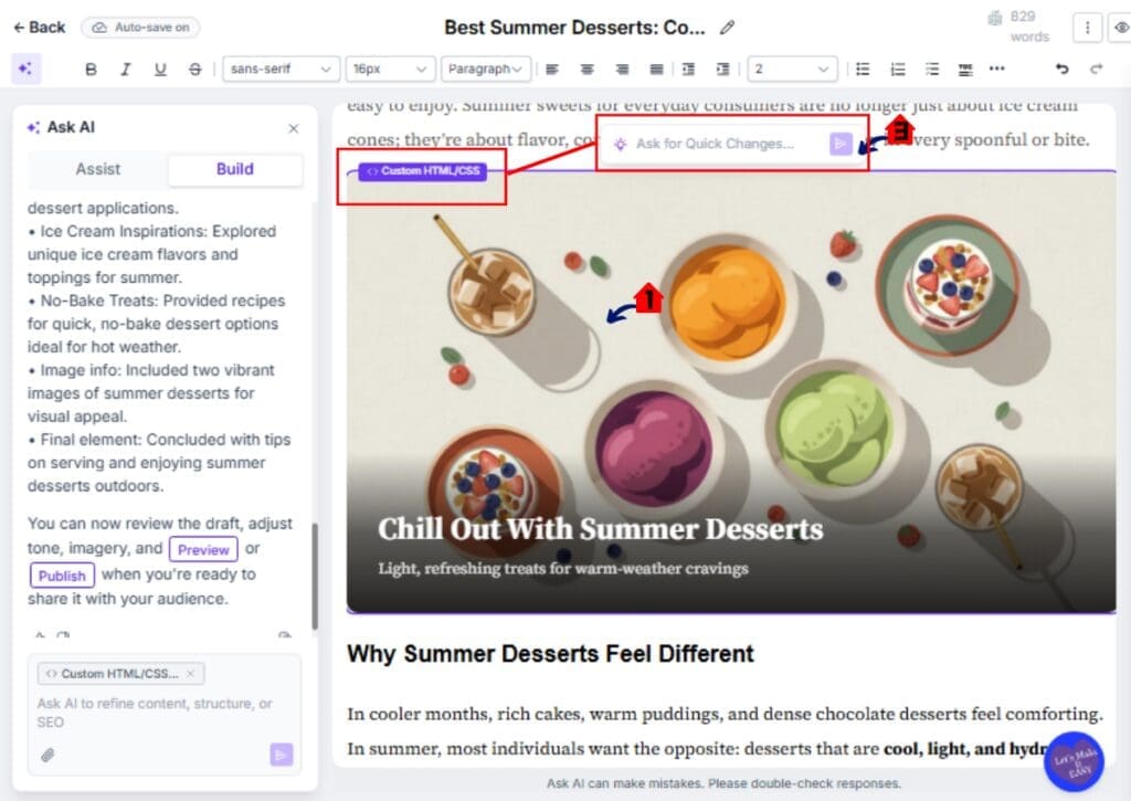 Editing blog content using AI Blog Generator tools in GoHighLevel