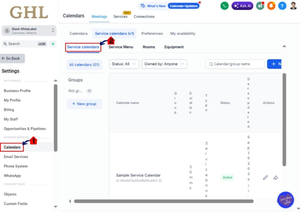 ghl-book-services-ai-03 Selecting your specific Service Calendar for GoHighLevel automated scheduling.
