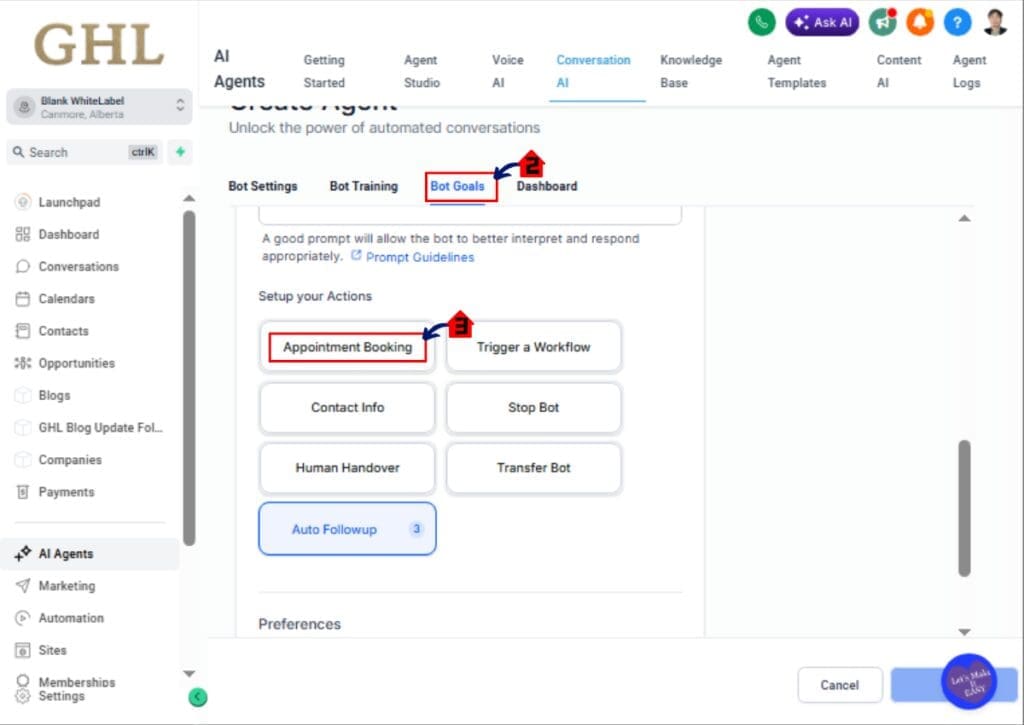 ghl-book-services-ai-07 (1) Testing the conversational flow for GHL service appointments in the simulator.