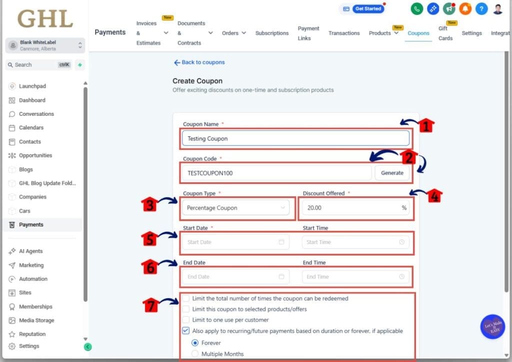 ghl-create-coupons-3-1 Enter Details of the Coupon