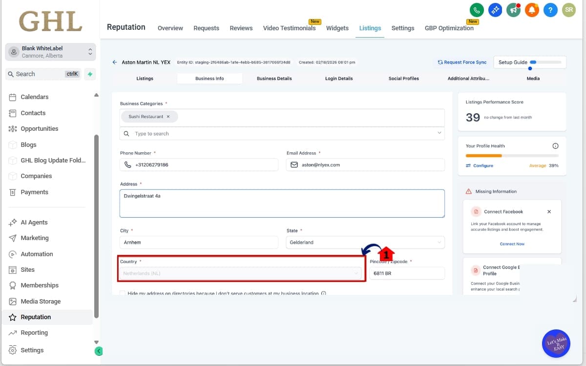 GoHighLevel Global Business Listings
- Monitor Listing Distribution