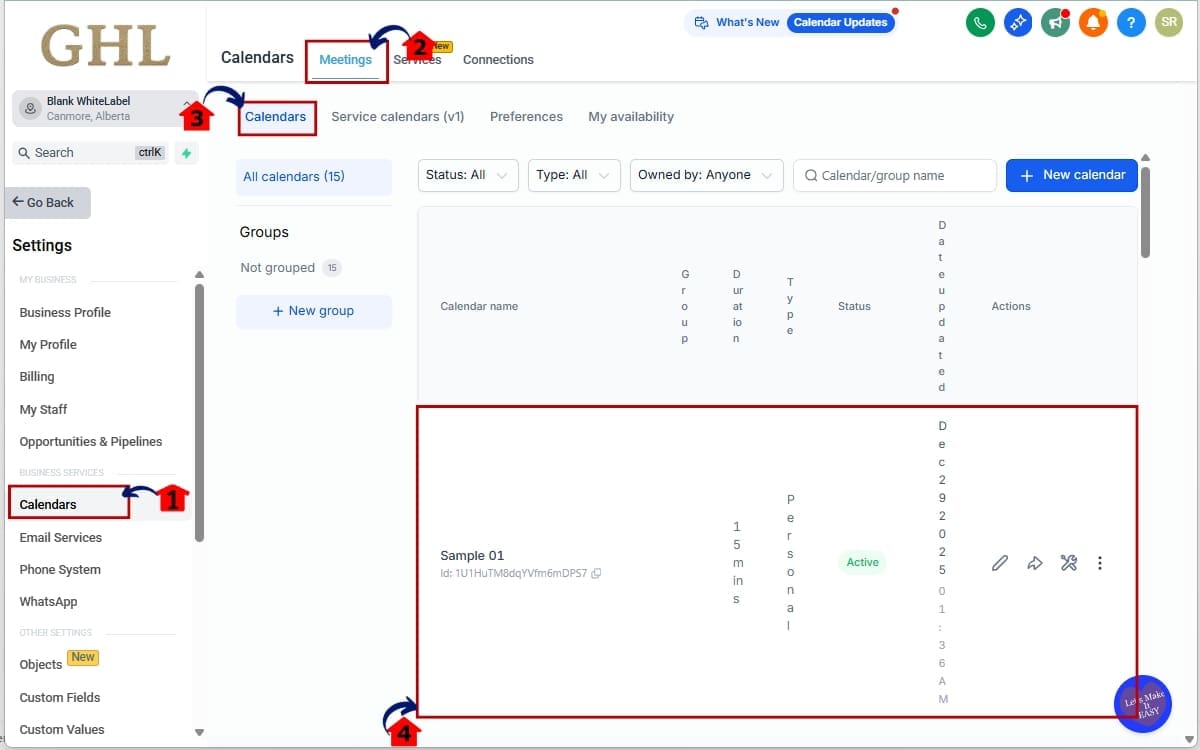 GHL Personal Calendar Creation
- Test the Setting in the calendar