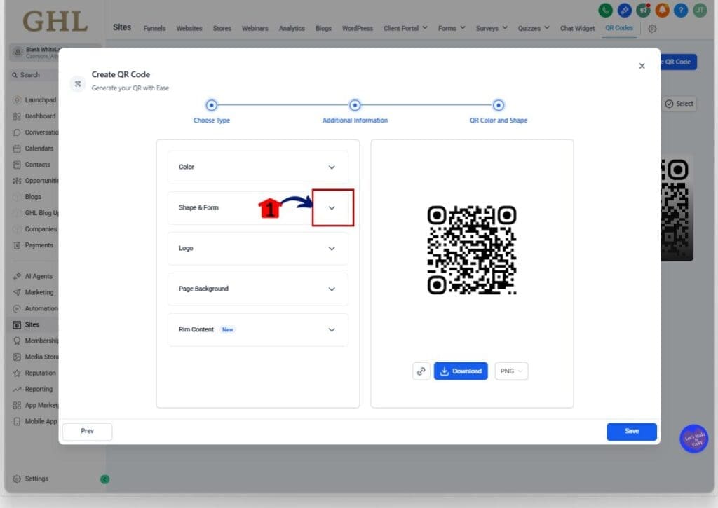 qr code styling - shape