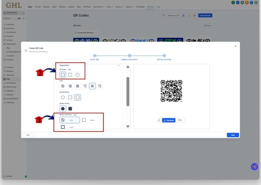 qr code styling - shape & form
