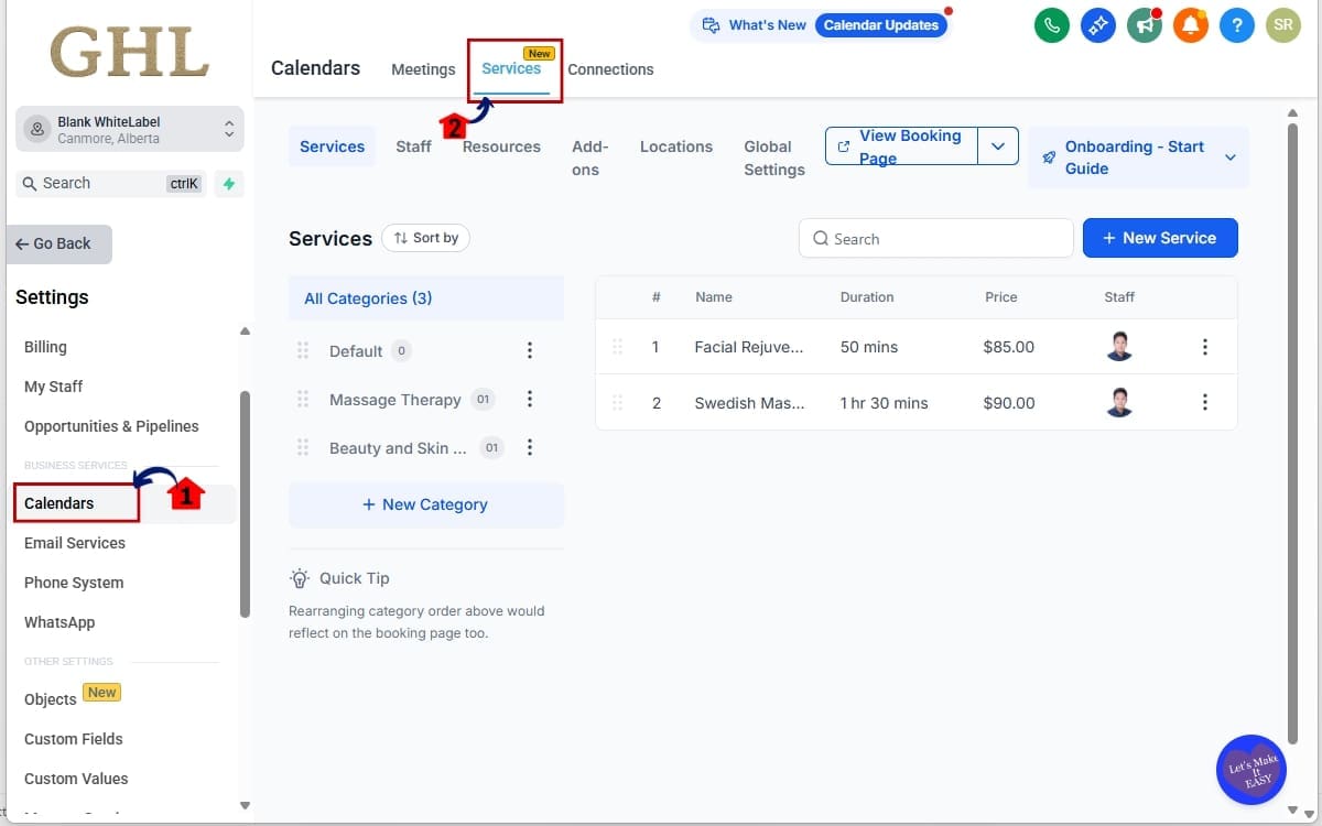 Rich Text Editor - Open Calendar Service Settings