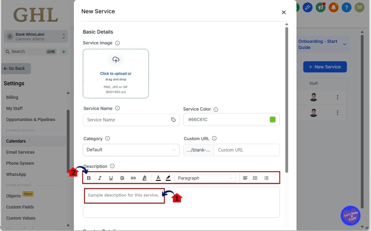 GoHighLevel Rich Text Editor - Format Your Service Description