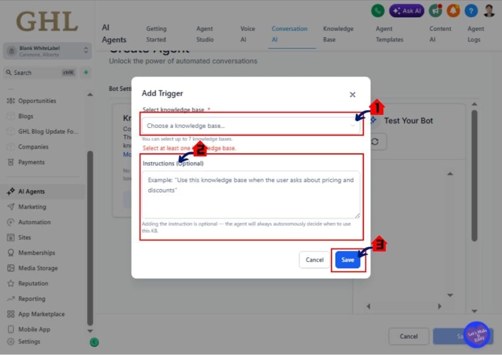 GoHighLevel Conversation AI Triggers – Add Instructions
