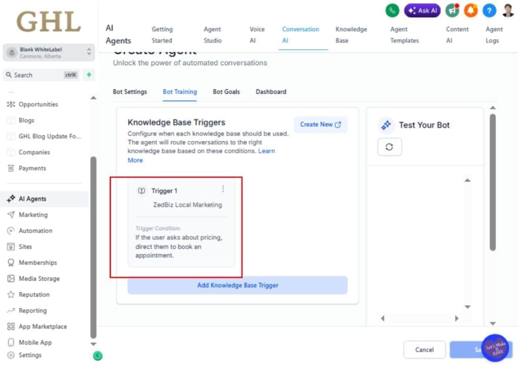 Conversation AI Triggers in GoHighLevel – Test AI Behavior