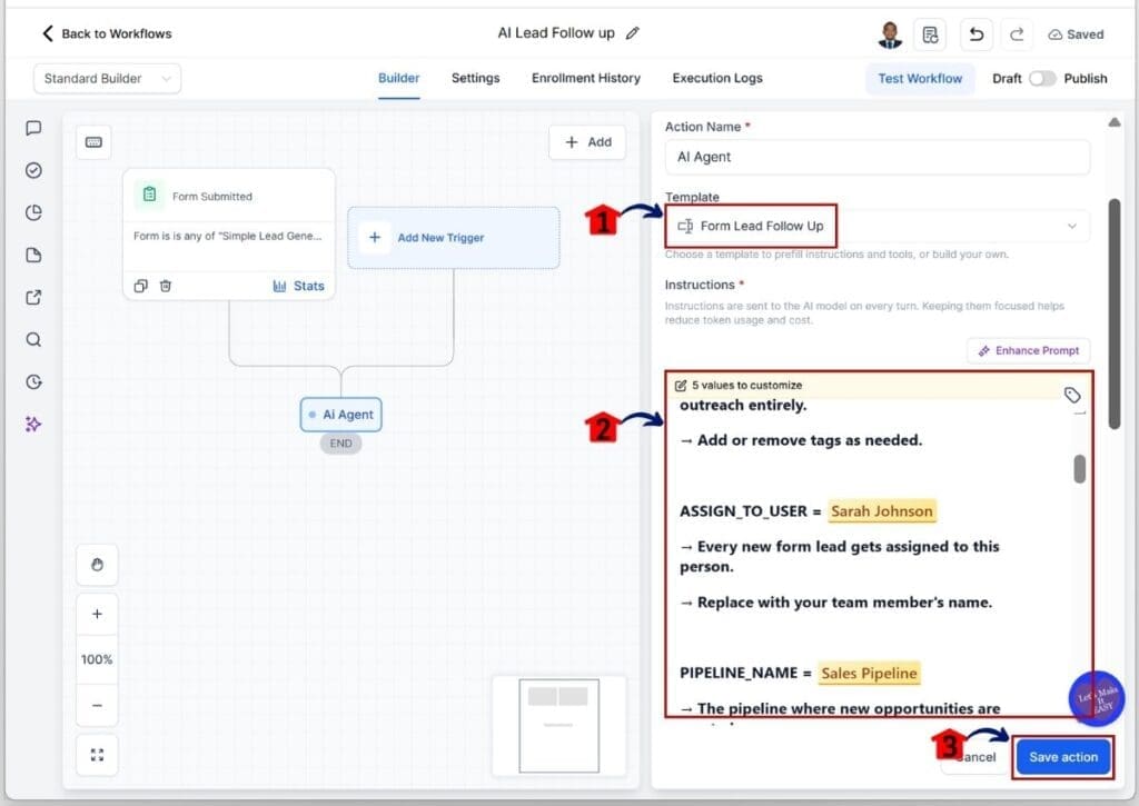 AI lead follow up - Choose and configure the Form Lead Follow Up template