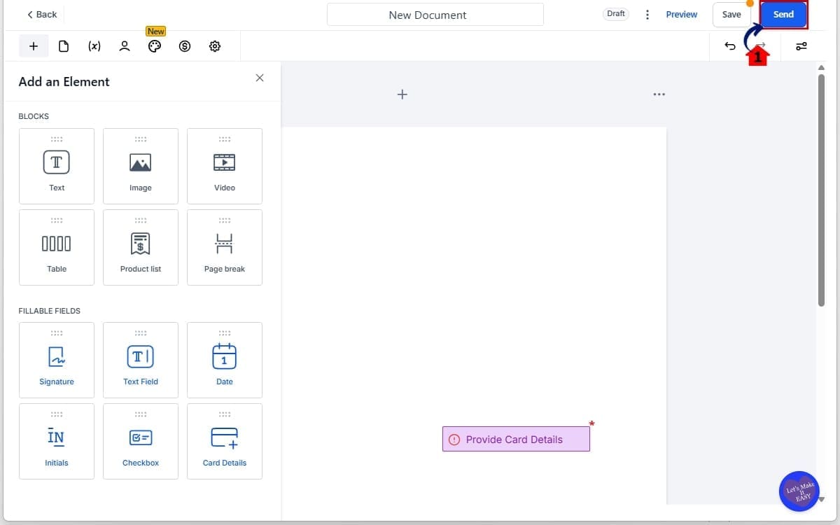 GoHighLevel Card Details Collection
- Send the Document to the Signer