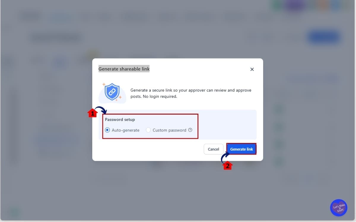 GHL Client Content Approval
 - Generate the Shareable Link and Set Password Options