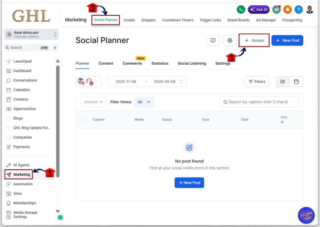 How to Connect Social Accounts in GHL Social Planner