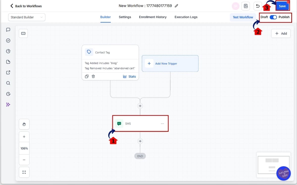 GoHighLevel Contact Tag Trigger
 - Publish and Test Your Workflow