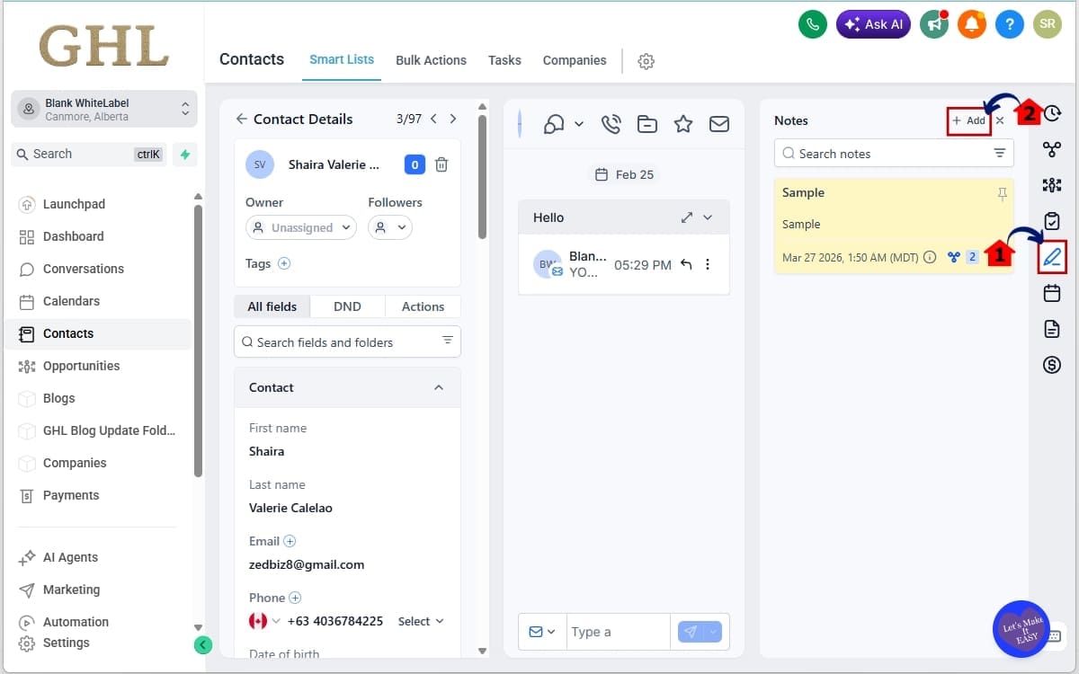 CRM Notes Management
 - Add a Structured Note to a Contact Record