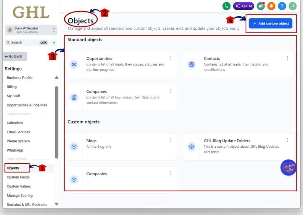 ghl custom object templates - open
