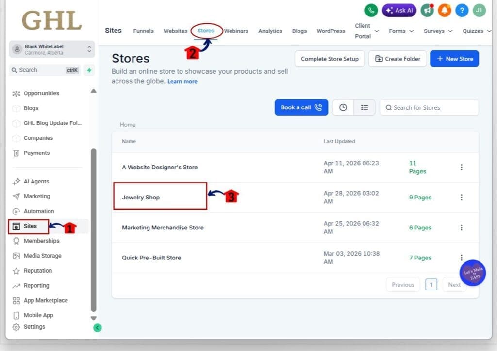 how to use ghl delete store
