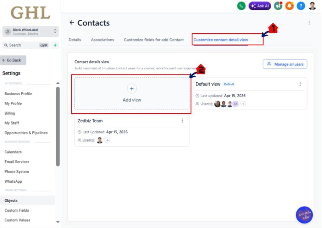 ghl-contact-page-customization-05 Customize Contact Detail View builder in GHL CRM