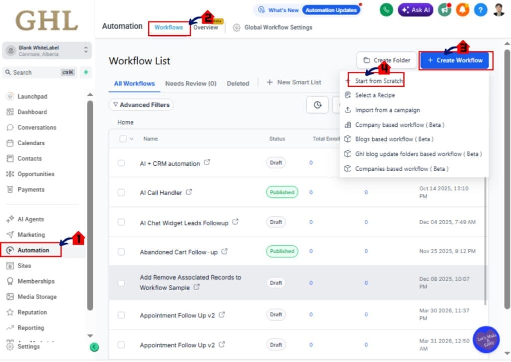 ghl-fathom-workflow-01 Fathom Workflow Automation in GHL – Access the Workflows page