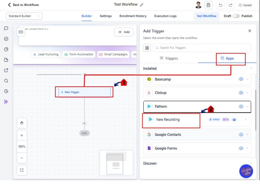 ghl-fathom-workflow-02 Fathom Workflow Automation Trigger Setup in GoHighLevel