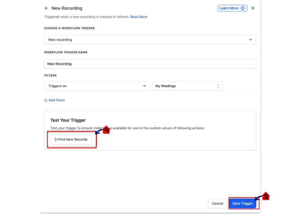 ghl-fathom-workflow-04 GHL Fathom Workflow Automation – Add Transcript or Summary Action