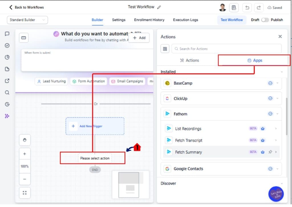 ghl-fathom-workflow-05 GHL Fathom Workflow Automation – Add Transcript or Summary Action
