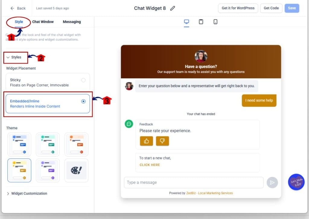 gohighlevel inline chat widget - embedded