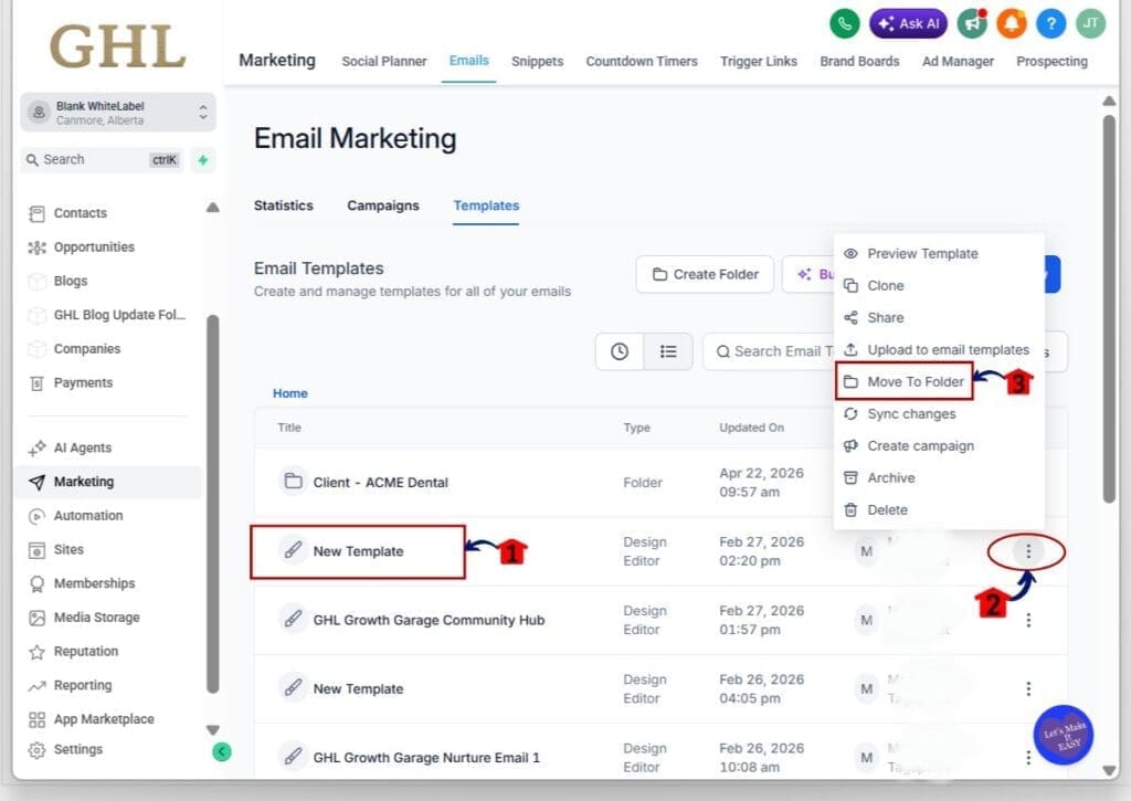 nested folders - move