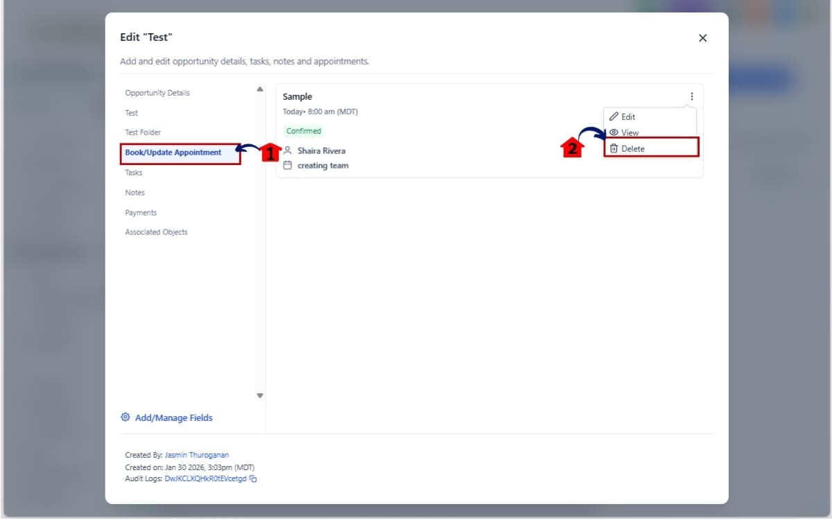 GoHighLevel Opportunity Appointment Booking
 - Delete an Appointment (If Needed)