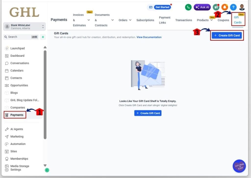 How to Create a Gift Card in GHL