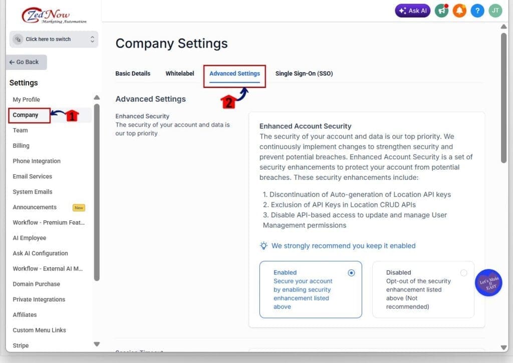 ghl temporary support access - open
