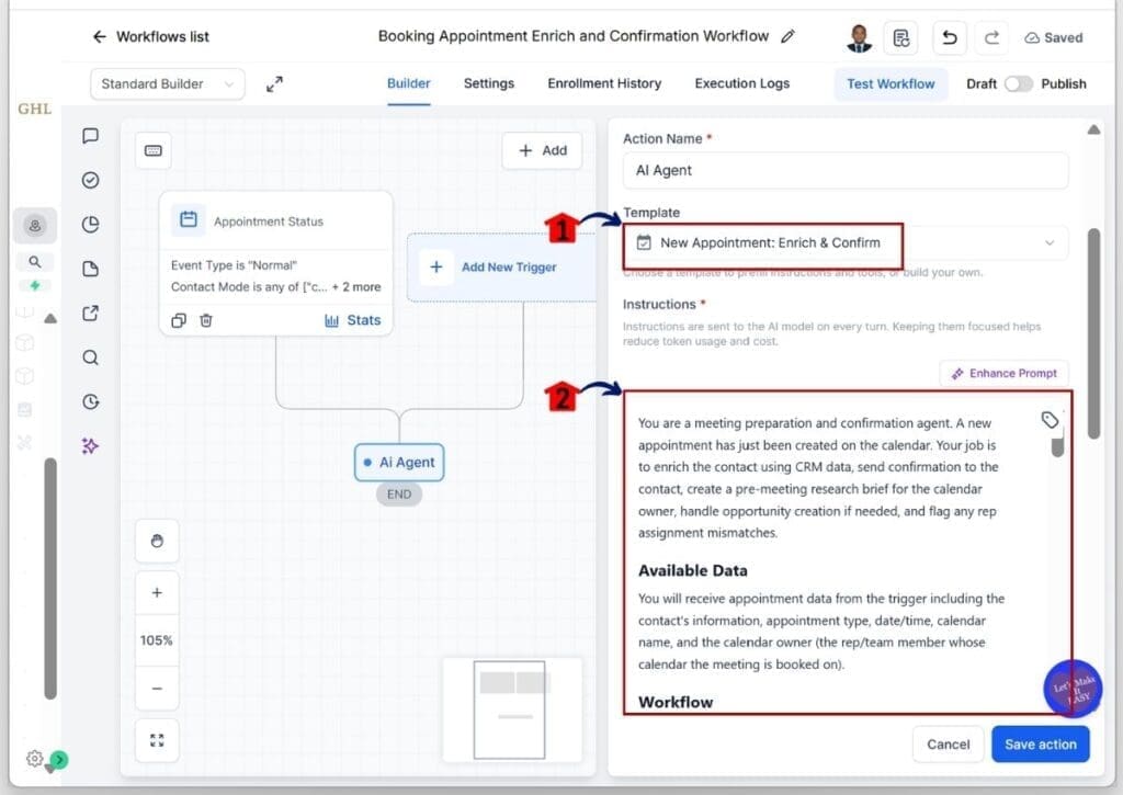 GHL AI Appointment Confirmation - Configure the New Appointment Enrich & Confirm Template