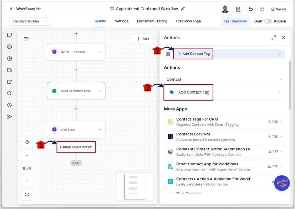 ghl-appointment-intake-form-add-contact-tag GHL Appointment Intake Form - Search for and Add the Add Contact Tag Action Element