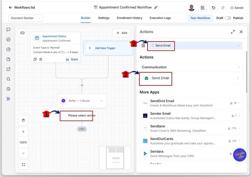 ghl-appointment-intake-form-send -email GoHighLevel Appointment Intake Form - Search for and Add the Send Email Action Element