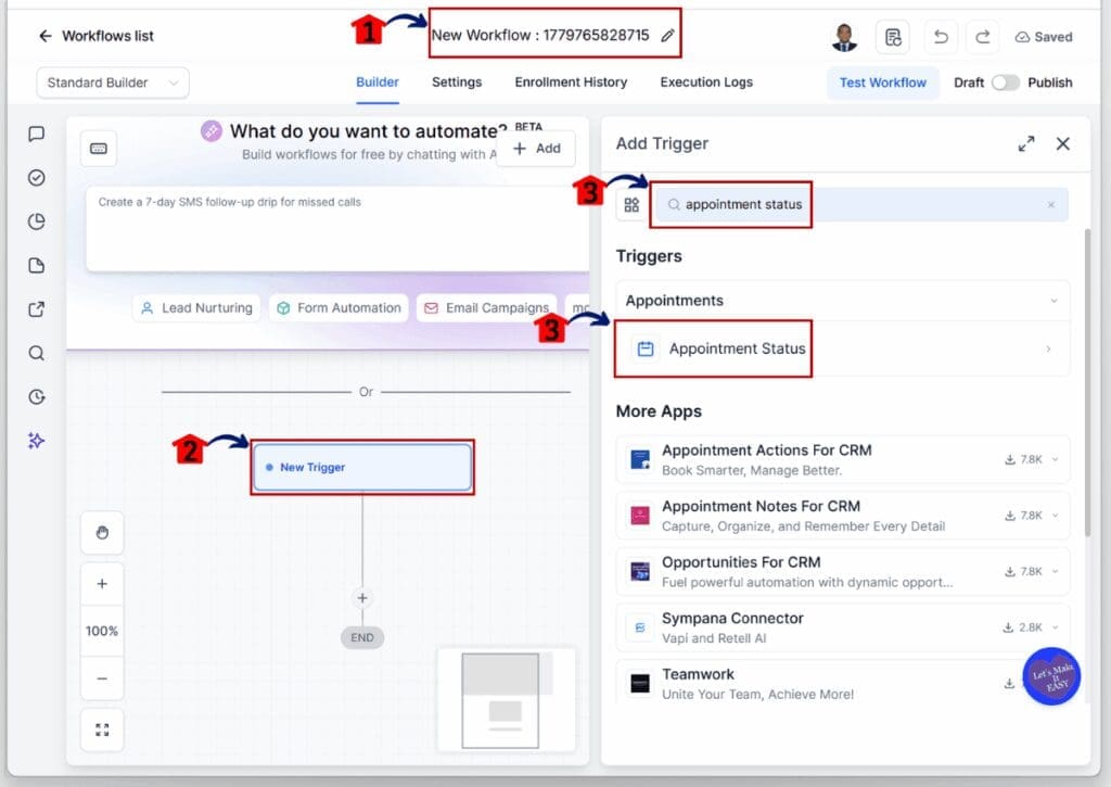 GoHighLevel Appointment Cancellation Workflow - Set the Appointment Status Trigger