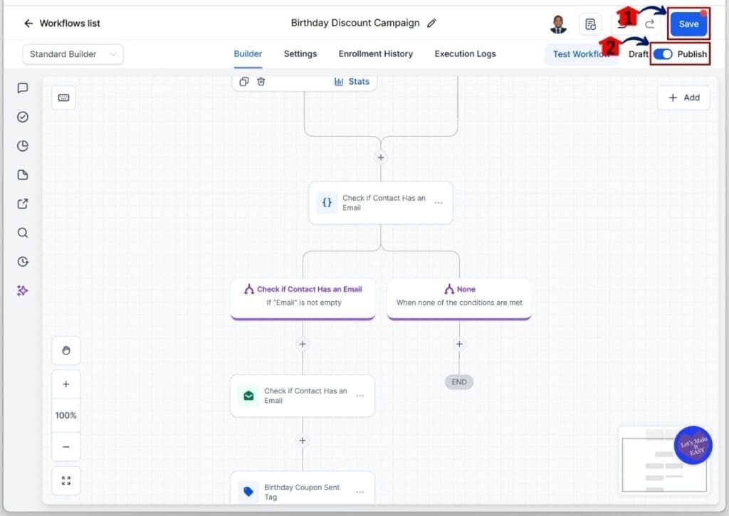 ghl-birthday-email-automation-publish Birthday Email Automation - Publish and Save Your Workflow