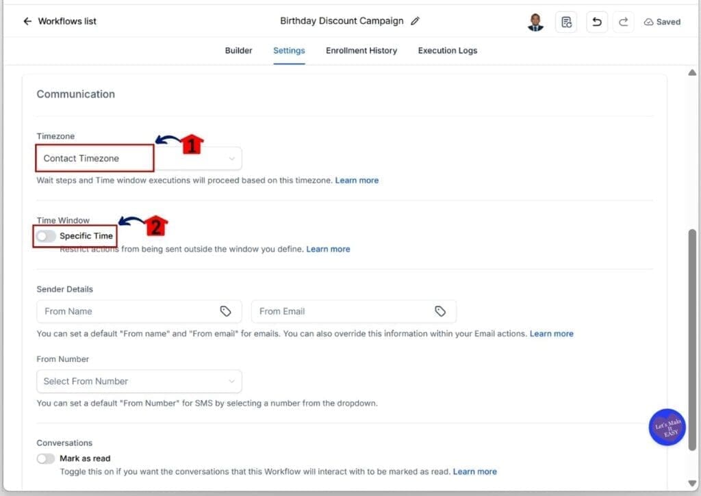 ghl-birthday-email-automation-timezone GHL Birthday Email Automation - Set the Contact Timezone Before Setting the Time Window