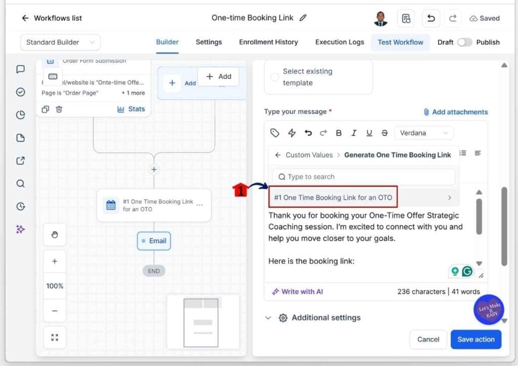 GHL One-Time Booking Link - Choose the Specific One-Time Booking Link