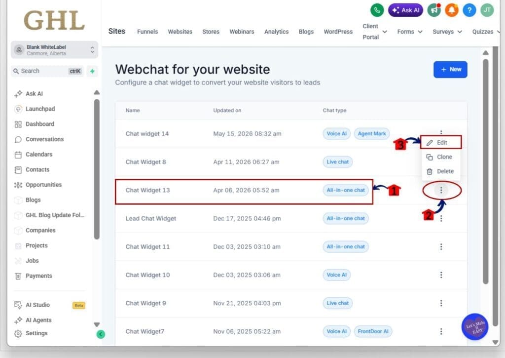 ghl lazy load chat - select