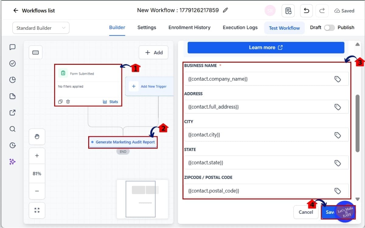 Marketing Audit Automation
 - Add Generate Marketing Audit Report Action
