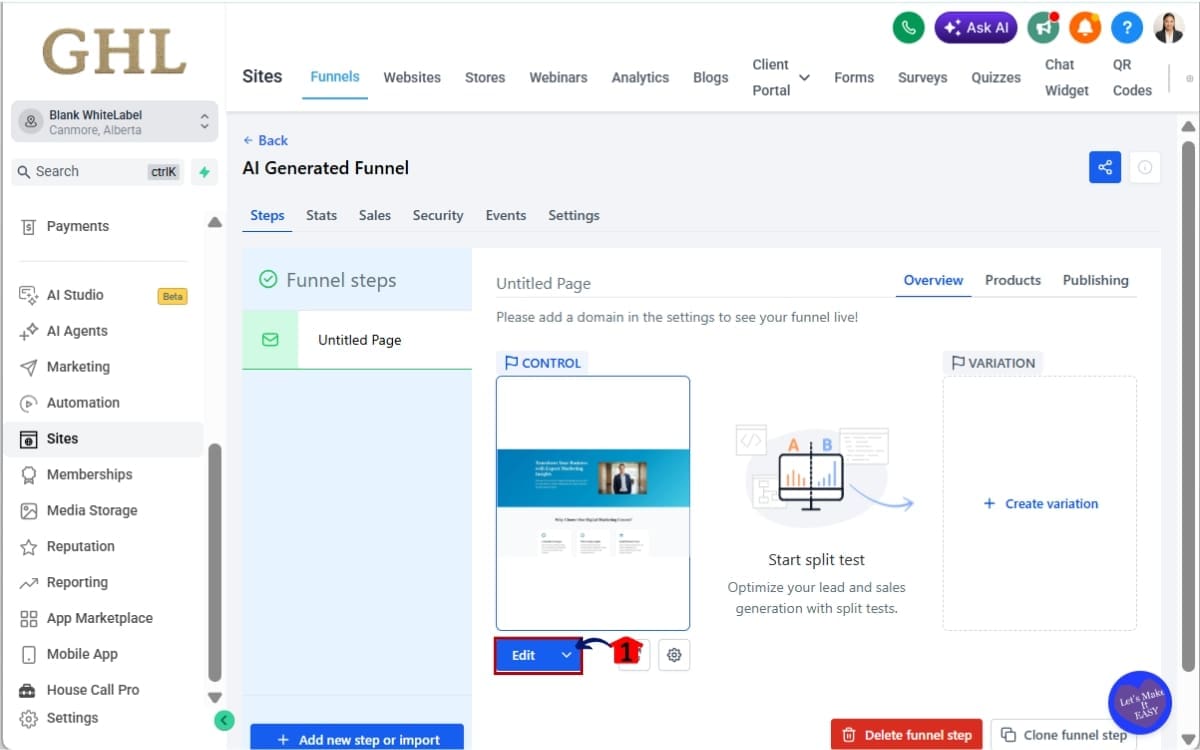Funnel QR Code
- Open and edit the Funnel Step