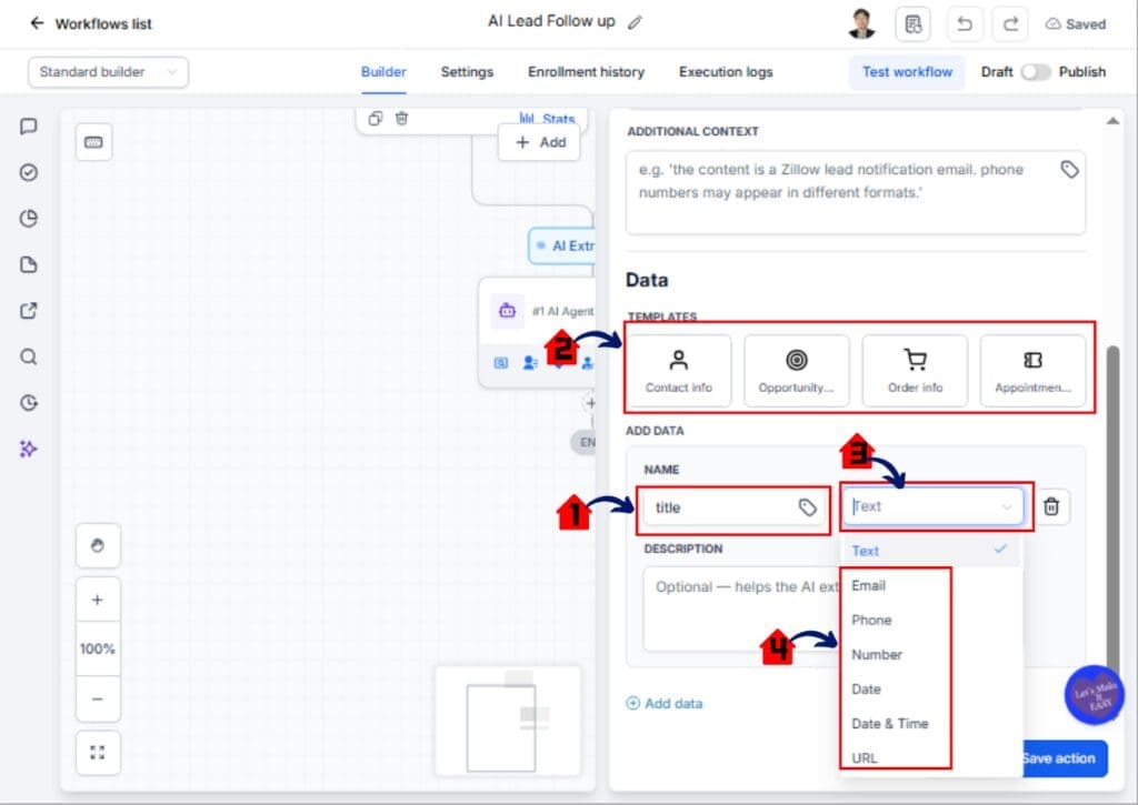 ghl-ai-data-extractor-04 GoHighLevel AI Data Extraction – Define the Fields to Extract