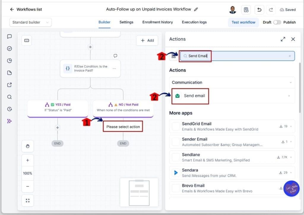 ghl-automated-invoice-reminders-send-email GHL Automated Invoice Reminders - Search for and Add the Send Email Action Element